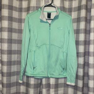 Mint green zip up north face